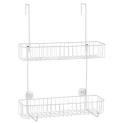 MDesign Wide Metal Over Door Hanging Shower Caddy, 2 Hooks And Baskets -Storage Store GUEST 000ac544 c877 44ec be45 41950b340725