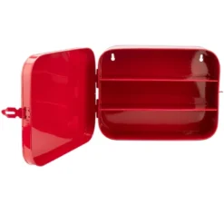 Mind Reader Galvanized Steel Vintage First Aid Storage Box, Wall Mounting Container With Buckle Lock, Organizer For Medical Supplies, Locking Tin, Red -Storage Store GUEST 00adf774 d615 4669 a2b8 e4d6ec4c53d9