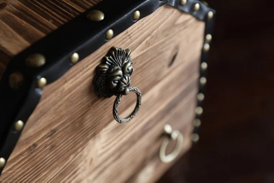 Vintiquewise Large Wooden Decorative Lion Rings Pirate Trunk With Lockable Latch And Lock 3 Vintiquewise Large Wooden Decorative Lion Rings Pirate Trunk With Lockable Latch And Lock - Image 3