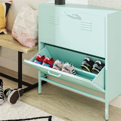 Cache 2 Door Shoe Storage Cabinet Mint - Novogratz 4 Cache 2 Door Shoe Storage Cabinet Mint - Novogratz - Image 4