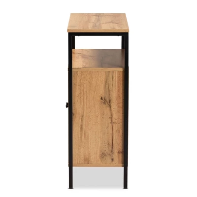 Vander Wood And Metal 2 Door Shoe Cabinet Oak Brown/Black - Baxton Studio 1 Vander Wood And Metal 2 Door Shoe Cabinet Oak Brown/Black - Baxton Studio