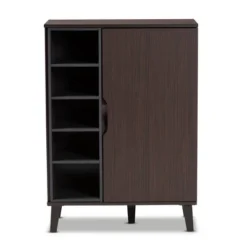 Idina Mid-Century Wood 1 Door Shoe Cabinet Brown/Gray - Baxton Studio -Storage Store GUEST 04b01f04 cb91 455e 81c3 aec59a95cc7c