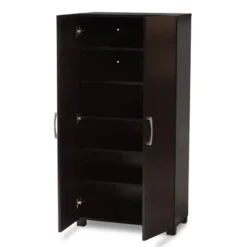 Marine Wenge Finished 2 Door Wood Entryway Shoe Storage Cabinet Brown - Baxton Studio -Storage Store GUEST 064105e3 867a 4335 8112 cdbbafdbbe98