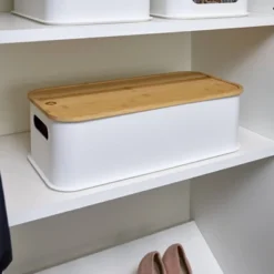 Large Handled Bin With Bamboo Lid Coconut - IDESIGN -Storage Store GUEST 07b45f04 4f89 41db 8e55 f7e7fde4dac7