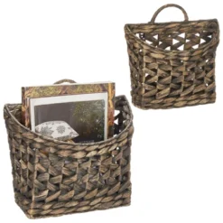 MDesign Hyacinth Home Storage Wall Mount Basket, Set Of 2 -Storage Store GUEST 085fd0d0 eed8 4922 ad19 7ea0c3b3727e