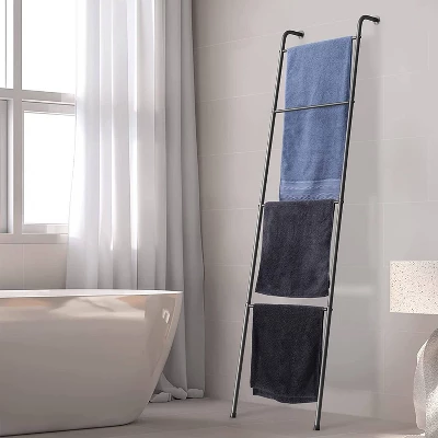 NEX 2pk 4 Tier Ladder Style Towel Racks Black 3 NEX 2pk 4 Tier Ladder Style Towel Racks Black - Image 3