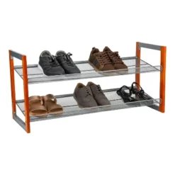 Organize It All 2pk Stackable Wood And Metal Shoe Racks -Storage Store GUEST 08f49f57 7099 497d b878 1cde6c92caa5