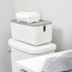 Cade Lidded Storage Bin White/Gray - IDESIGN -Storage Store GUEST 0ac705a4 f25b 4d4d 9303 37ac859f0e55