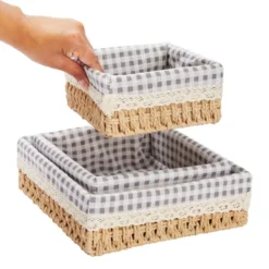 Farmlyn Creek Set Of 3 Rectangular Wicker Baskets For Organizing With Removable Fabric Liners, Rectangular Home Storage Bins For Pantry Items, 3 Sizes -Storage Store GUEST 0c29f674 23df 4d9b 966c 650ab83d3532