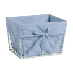 Design Imports Set Of 3 S Antique White Chicken Wire Washed Denim Liner Baskets -Storage Store GUEST 0dbcbd05 c3ea 4971 a42d 96fac90b8b46