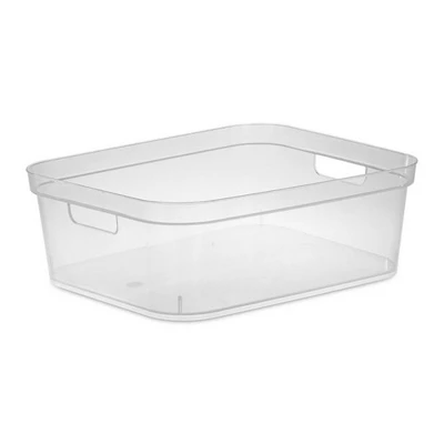 Sterilite 5.25 X 12.25 X 15 Inch Medium Modern Storage Bin W/ Comfortable Carry Through Handles & Banded Rim For Household Organization, Clear 8 Pack 1 Sterilite 5.25 X 12.25 X 15 Inch Medium Modern Storage Bin W/ Comfortable Carry Through Handles & Banded Rim For Household Organization, Clear 8 Pack