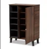Idina Mid-Century Wood 1 Door Shoe Cabinet Dark Brown/Gray - Baxton Studio