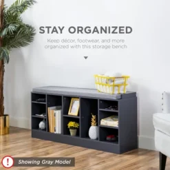 Best Choice Products 46in Shoe Storage Organization Rack Bench For Entryway, Bedroom W/ Padded Seat, 10 Cubbies - White -Storage Store GUEST 0f663f73 31c0 4105 a6f2 606e164762f1