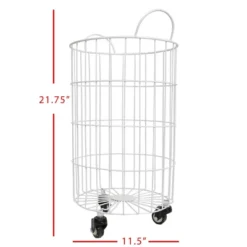 White Metal Rolling Basket - Foreside Home & Garden -Storage Store GUEST 10d28bd7 3b5d 4536 bf02 3fb09f106e70