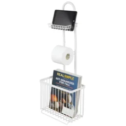 MDesign Metal Free Standing Toilet Paper Stand/Dispenser, Holds Tablet -Storage Store GUEST 112f91c9 827a 4669 811e 123fa839b4a3