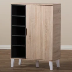 Adelina Mid - Century Modern 1 - Door Wood Shoe Cabinet - Brown - Baxton Studio -Storage Store GUEST 12d706ef fd89 44a8 b23e 01f88a8d3dba