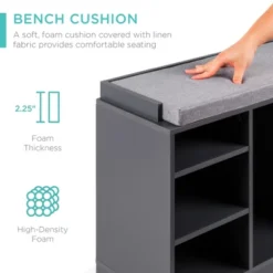 Best Choice Products 46in Shoe Storage Organization Rack Bench For Entryway, Bedroom W/ Padded Seat, 10 Cubbies - Gray -Storage Store GUEST 13abc812 5480 4f06 8909 0a4154ef5d89