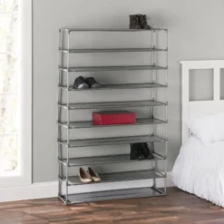 Home Basics 50 Pair Non-Woven Multi-Purpose Stackable Free-Standing Shoe Rack, Grey -Storage Store GUEST 149ff6ce 26b0 481b 82a6 4844c14118f0