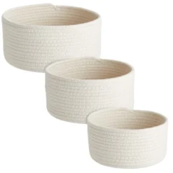 Farmlyn Creek 3-Pack Round Cotton Woven Baskets For Storage, White Home Organizers (3 Sizes) -Storage Store GUEST 15caf2d8 a3c0 4f84 a8ea de43806a0d45