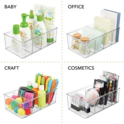 MDesign Plastic 4 Compartment Craft And Sewing Supplies Organizer, 2 Pack, Clear -Storage Store GUEST 19b3ca05 9a02 4e42 956f f95e25e667ac