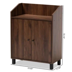 Rossin Walnut Finished 2 Door Wood Entryway Shoe Storage Cabinet With Open Shelf Brown - Baxton Studio -Storage Store GUEST 1c837b0a e058 4120 bce7 ae771fd5859a