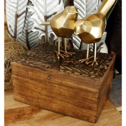 Set Of 3 Rustic Carved Mango Wood Boxes - Olivia & May -Storage Store GUEST 1dd284f2 b35b 4c1b 8e9a f1e5e2e239c8