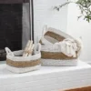2pk Wood Natural Storage Baskets White - Olivia & May