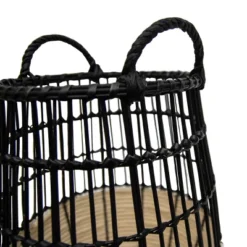 Natural Woven Black Rattan, Rope & Metal Basket - Foreside Home & Garden -Storage Store GUEST 20b0cb14 8b1a 48b1 88e5 d26c83a1058e