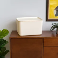 IRIS USA 4Pack Stackable Lidded Basket Storage Organizer Bins, Off White -Storage Store GUEST 2181cfab 2488 415a 9890 2f2f0461e142