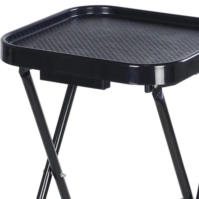 PureSana Chromium Professional Foldaway Portable Rolling Salon Service Tray With Adjustable Height And Rubber Caster Wheels, Black 2 PureSana Chromium Professional Foldaway Portable Rolling Salon Service Tray With Adjustable Height And Rubber Caster Wheels, Black - Image 2