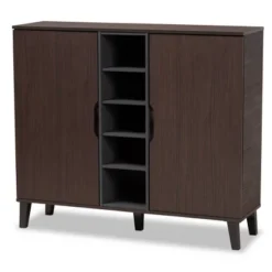 2 Door Idina Mid-Century Wood Shoe Cabinet - Baxton Studio -Storage Store GUEST 231289ac c01e 4769 b1d0 f3fe676929c3