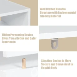 Tangkula 2-tier Stackable Shoe Rack 31" Width Organizer Shelf Set Of 3 White/Tan -Storage Store GUEST 24a87847 26e2 4234 9835 b968fabe2d34