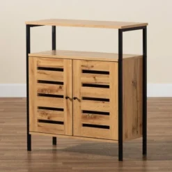 Vander Wood And Metal 2 Door Shoe Cabinet Oak Brown/Black - Baxton Studio 18 Vander Wood And Metal 2 Door Shoe Cabinet Oak Brown/Black - Baxton Studio -Storage Store GUEST 24aafabd 9de9 4a11 b17b 677792f7fe5b