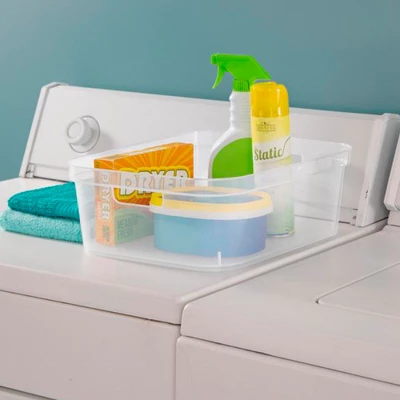 Sterilite 5.25 X 12.25 X 15 Inch Medium Modern Storage Bin W/ Comfortable Carry Through Handles & Banded Rim For Household Organization, Clear 8 Pack 3 Sterilite 5.25 X 12.25 X 15 Inch Medium Modern Storage Bin W/ Comfortable Carry Through Handles & Banded Rim For Household Organization, Clear 8 Pack - Image 3