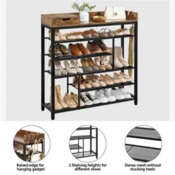Yaheetech 6-Tier Shoes Rack Shelf Organizer Entryway Shoes Shelf With Storage Box, Rustic Brown -Storage Store GUEST 27c55005 9b74 41fe 9b32 28f228ee9ac0