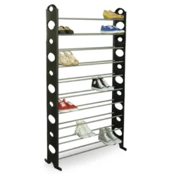Home Basics 50 Pair Metal Shoe Rack, Black -Storage Store GUEST 2843ec74 1194 4427 b693 eec40583efc1