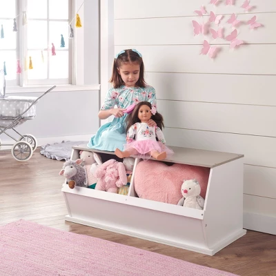 Badger Basket Two Bin Stackable Storage Cubby White/Gray Woodgrain 3 Badger Basket Two Bin Stackable Storage Cubby White/Gray Woodgrain - Image 3