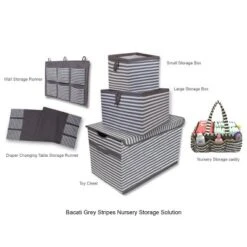 Bacati - Pin Stripes White/Gray Storage Box Large -Storage Store GUEST 2ad6c36a 1b30 46bf 84d7 93633a2b9869