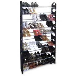 Home Basics 50 Pair Metal Shoe Rack, Black -Storage Store GUEST 2c58bbd6 867b 4416 a5ce 24fb4b380f3f