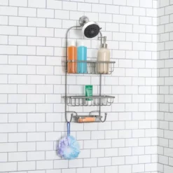 Home Basics Heavy Weight Satin Nickel Shower Caddy -Storage Store GUEST 2d4232f5 92d0 498a b89b 77d3781aa90e