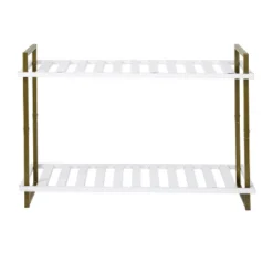 Honey-Can-Do 2 Tier Square Tube Shoe Rack Olive And White -Storage Store GUEST 2f356d56 818b 47a1 94b9 3a243e32a750