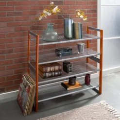 Organize It All 2pk Stackable Wood And Metal Shoe Racks -Storage Store GUEST 2f5fbeef d477 4249 8557 7a95ea8520d1