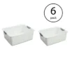 Sterilite Set Of Ultra Plastic Storage Bin Baskets With Handles Including 6 Large And 6 Medium Containers For Household Organization, 12 Pack