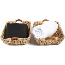 Juvale 2 Pack Natural Brown Hyacinth Storage Baskets With Wooden Handles For Shelves, Decorative Bathroom Organization, 14.5 X 10.5 X 4 In -Storage Store GUEST 31cb9120 86ad 45e7 b2e9 3fa66cda251a