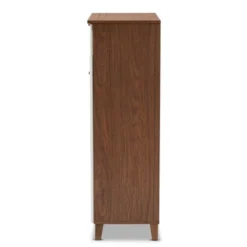 Coolidge 5 Shelf Wood Shoe Cabinet With Drawer White/Walnut - Baxton Studio -Storage Store GUEST 32760237 1bc7 4a2d a1b7 7e247dbe9a13