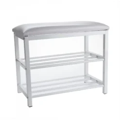 Mind Reader 3 Tier Shoe Bench, White