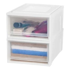 IRIS Medium Stacking Plastic Storage Drawer White -Storage Store GUEST 34d67d49 7e58 4d84 8069 c859e1715945