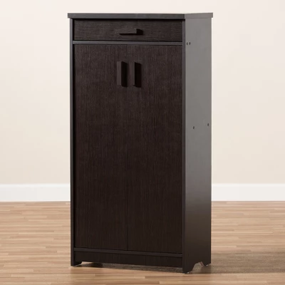 Bienna Modern And Contemporary Finished Shoe Cabinet Dark Brown - Baxton Studio 10 Bienna Modern And Contemporary Finished Shoe Cabinet Dark Brown - Baxton Studio - Image 10