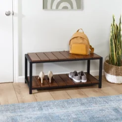 Honey-Can-Do 2 Tier Shoe Storage Bench Walnut -Storage Store GUEST 3640a5f6 182c 400f 81ee 75452498d688