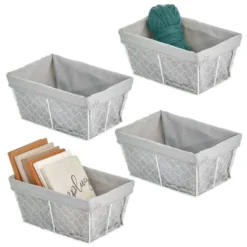 MDesign Medium Chicken Wire Storage Basket, Fabric Liner -Storage Store GUEST 3844e793 8aaf 423e 89dd 73d92cba1c6f